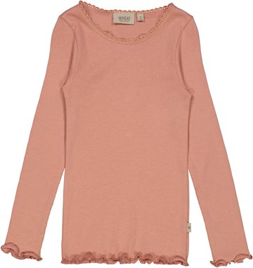 Wheat - Rib T-shirt Lace LS // Cameo brown 